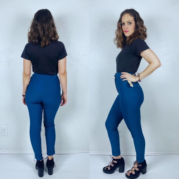 nwt vintage 90s Express JADE Riding PANTS Med ribbed high waist stretch leggings - Picture 10 of 10